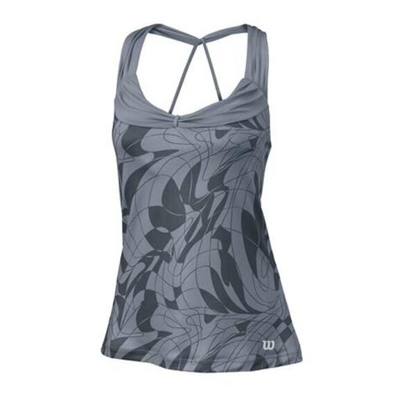 WILSON SP Art Athletic Tank Regatta Grey Design Racerback Tennis Pickleball M - Picture 1 of 11
